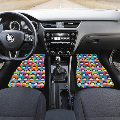 Cute Colorful Penguin Pattern Print Front Car Floor Mats