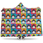 Cute Colorful Penguin Pattern Print Hooded Blanket