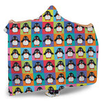 Cute Colorful Penguin Pattern Print Hooded Blanket