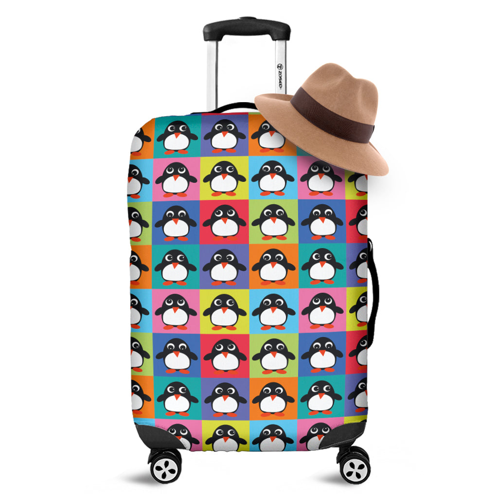 Cute Colorful Penguin Pattern Print Luggage Cover