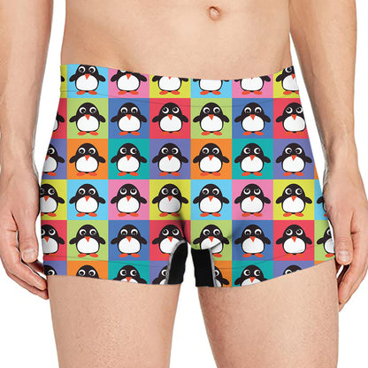 Cute Colorful Penguin Pattern Print Men's Boxer Briefs
