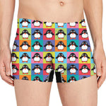 Cute Colorful Penguin Pattern Print Men's Boxer Briefs
