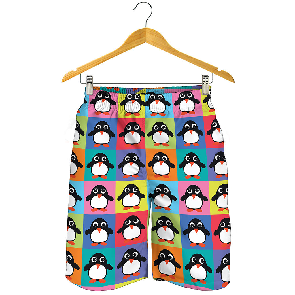 Cute Colorful Penguin Pattern Print Men's Shorts
