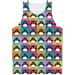 Cute Colorful Penguin Pattern Print Men's Tank Top
