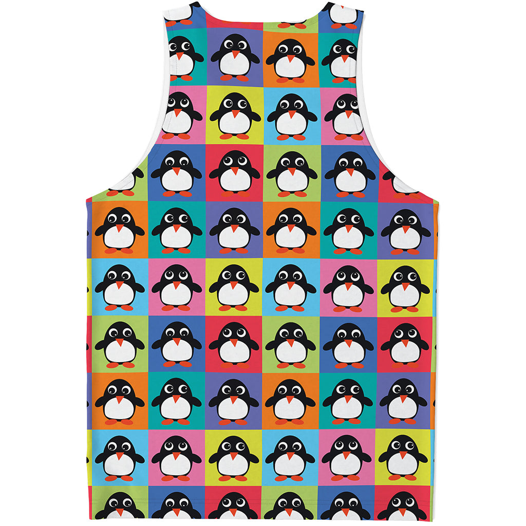 Cute Colorful Penguin Pattern Print Men's Tank Top