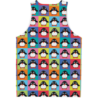 Cute Colorful Penguin Pattern Print Men's Tank Top