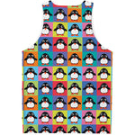 Cute Colorful Penguin Pattern Print Men's Tank Top