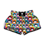 Cute Colorful Penguin Pattern Print Muay Thai Boxing Shorts