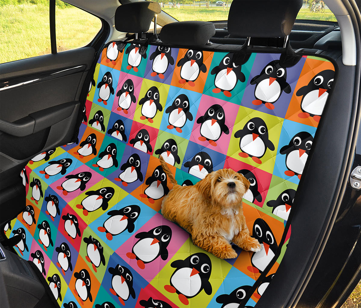 Cute Colorful Penguin Pattern Print Pet Car Back Seat Cover