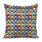 Cute Colorful Penguin Pattern Print Pillow Cover