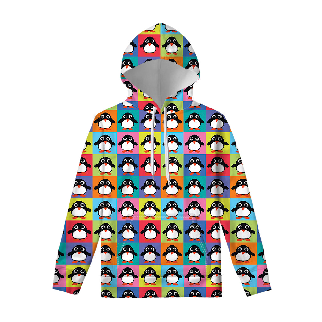 Cute Colorful Penguin Pattern Print Pullover Hoodie