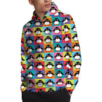 Cute Colorful Penguin Pattern Print Pullover Hoodie