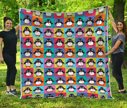 Cute Colorful Penguin Pattern Print Quilt