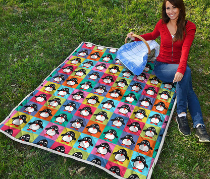Cute Colorful Penguin Pattern Print Quilt