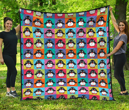 Cute Colorful Penguin Pattern Print Quilt