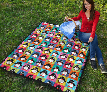 Cute Colorful Penguin Pattern Print Quilt