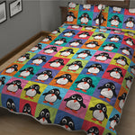 Cute Colorful Penguin Pattern Print Quilt Bed Set
