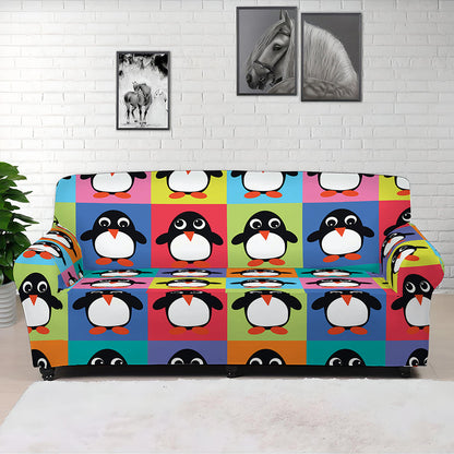Cute Colorful Penguin Pattern Print Sofa Cover
