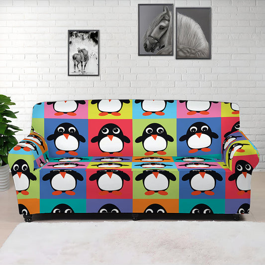 Cute Colorful Penguin Pattern Print Sofa Cover