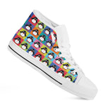 Cute Colorful Penguin Pattern Print White High Top Shoes