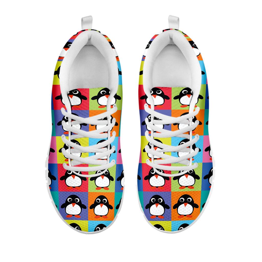 Cute Colorful Penguin Pattern Print White Sneakers
