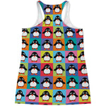 Cute Colorful Penguin Pattern Print Women's Racerback Tank Top
