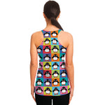 Cute Colorful Penguin Pattern Print Women's Racerback Tank Top