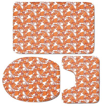 Cute Corgi Pattern Print 3 Piece Bath Mat Set