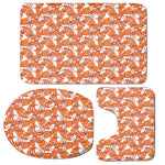 Cute Corgi Pattern Print 3 Piece Bath Mat Set
