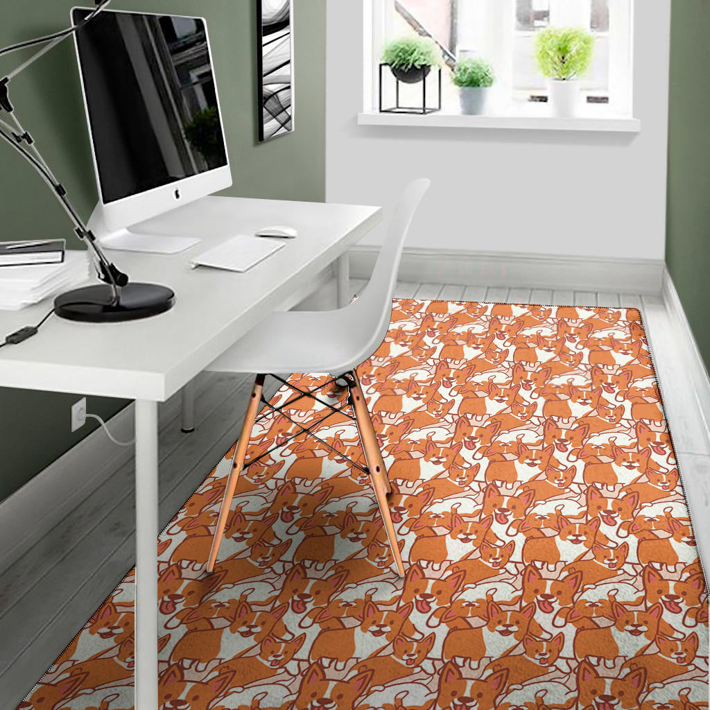 Cute Corgi Pattern Print Area Rug