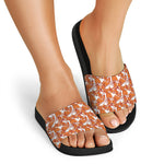 Cute Corgi Pattern Print Black Slide Sandals