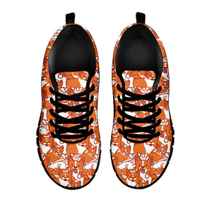 Cute Corgi Pattern Print Black Sneakers