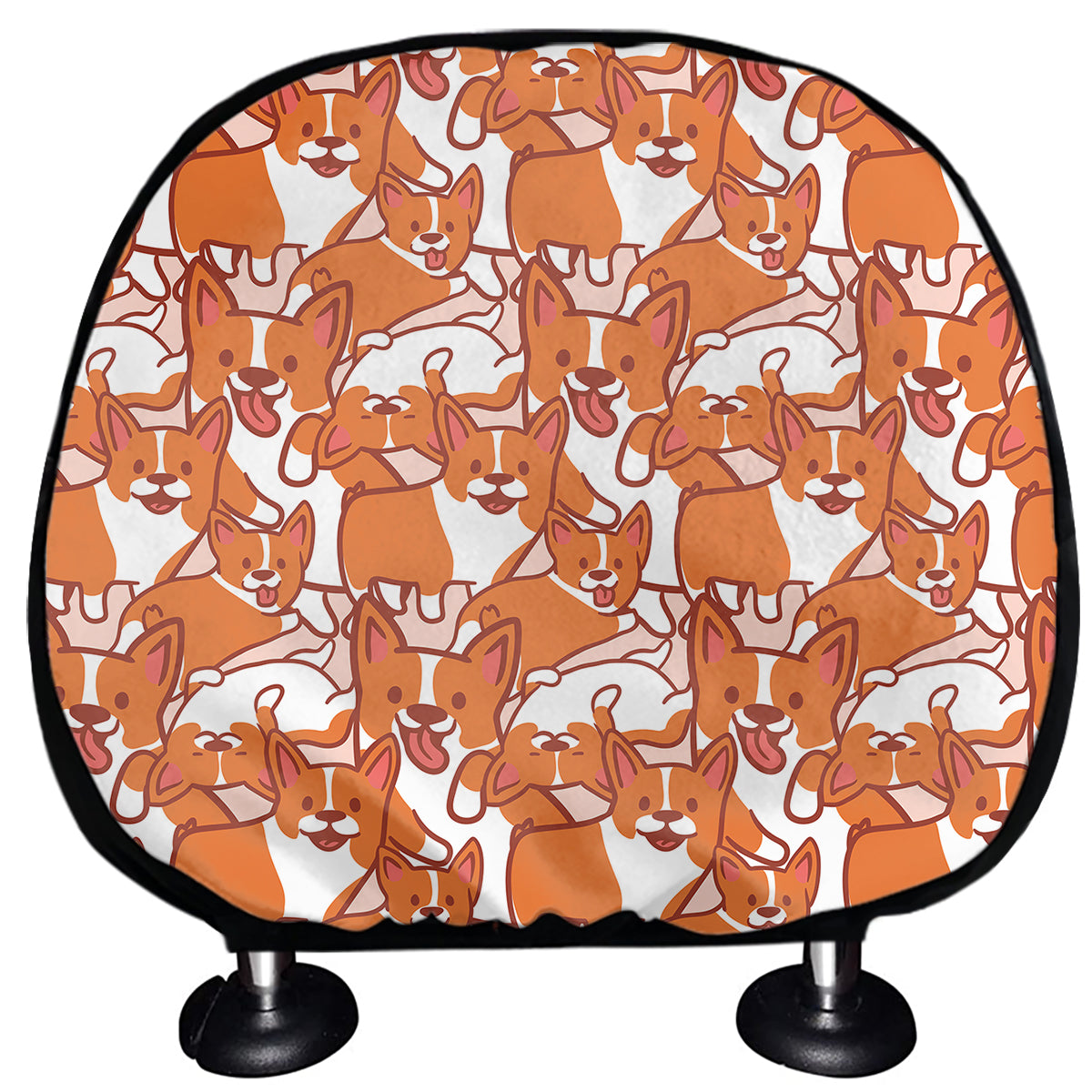 Cute Corgi Pattern Print Car Headrest Covers