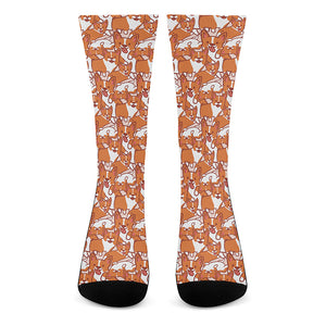 Cute Corgi Pattern Print Crew Socks