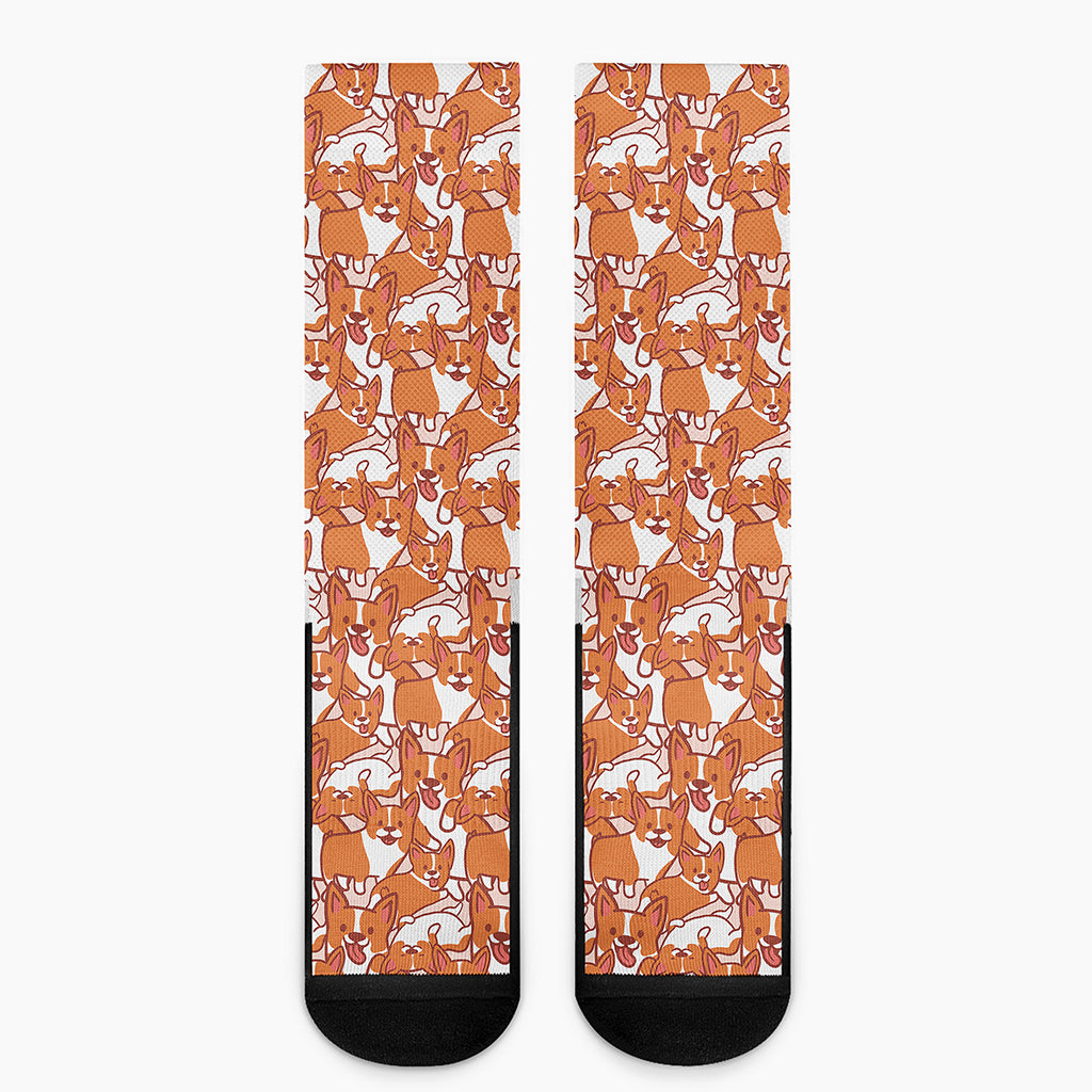 Cute Corgi Pattern Print Crew Socks