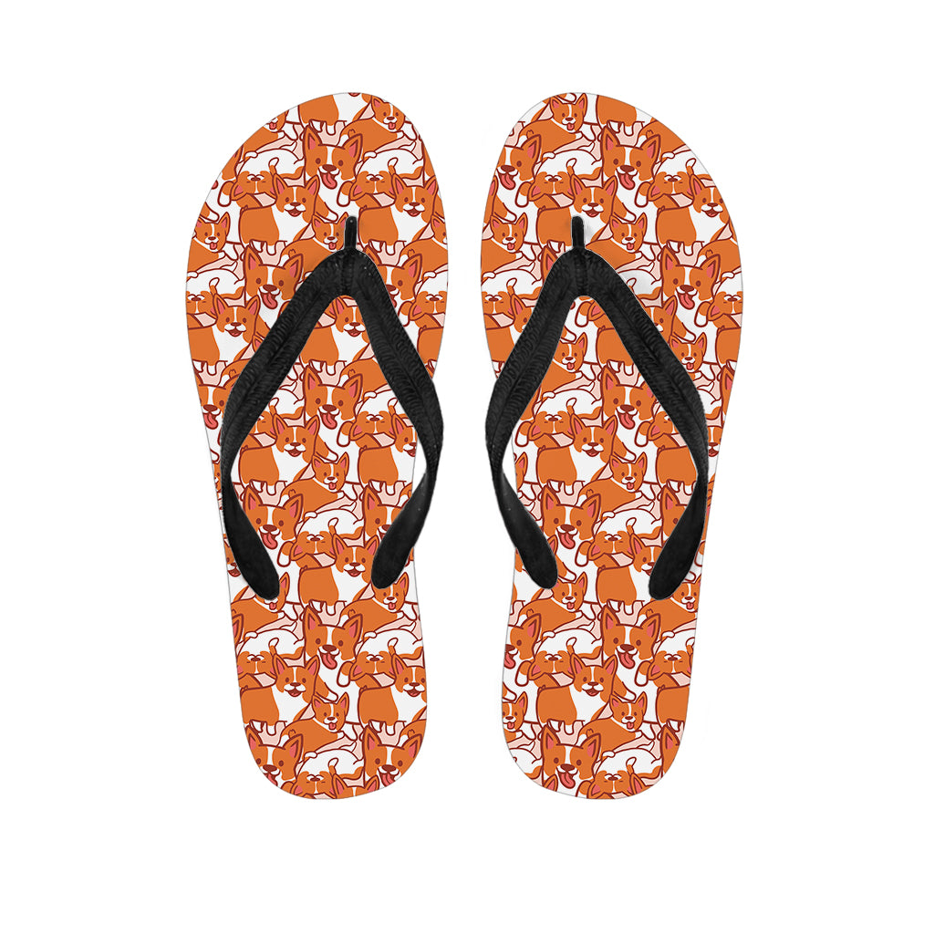 Cute Corgi Pattern Print Flip Flops