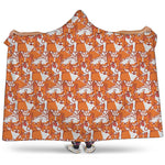 Cute Corgi Pattern Print Hooded Blanket