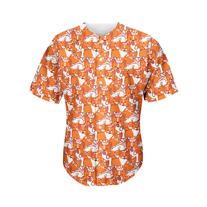 Cute Corgi Pattern Print Men's Baseball Jersey