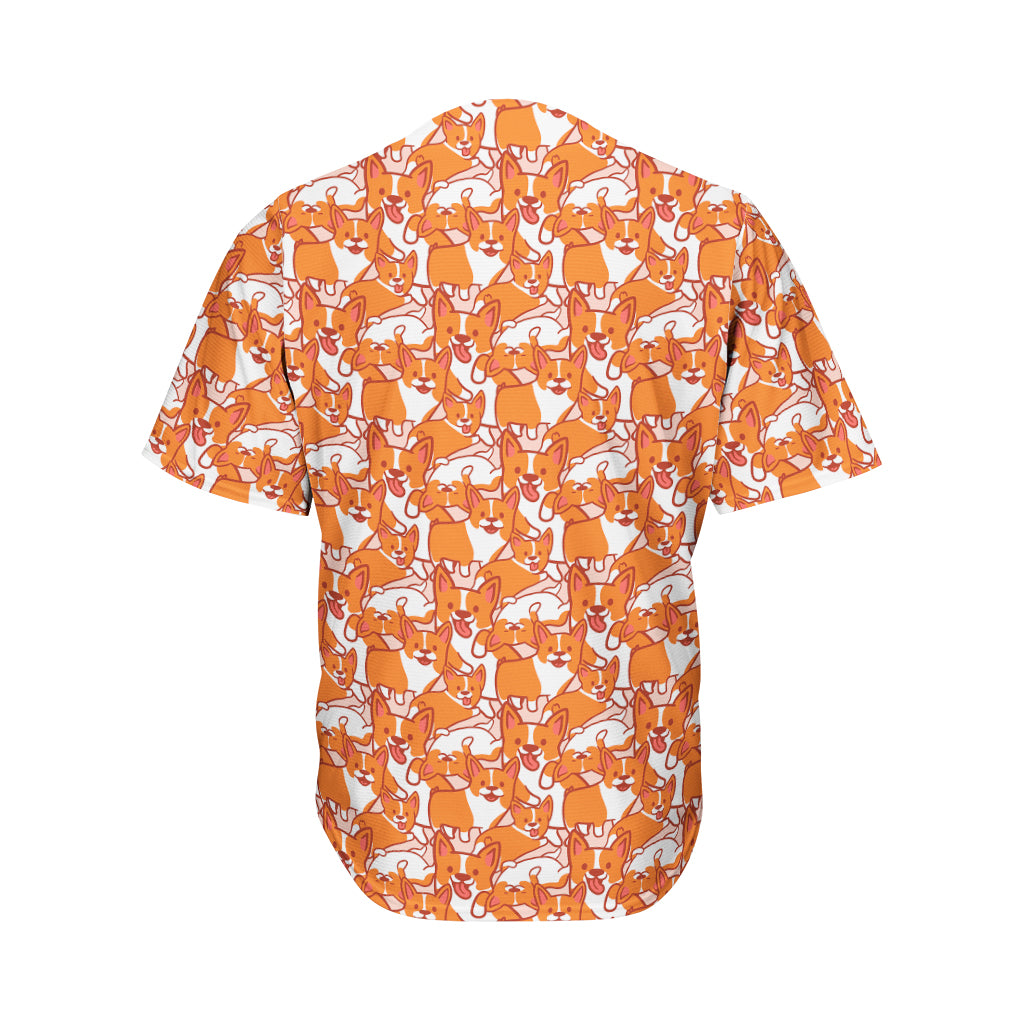 Cute Corgi Pattern Print Men's Baseball Jersey
