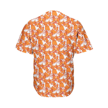 Cute Corgi Pattern Print Men's Baseball Jersey