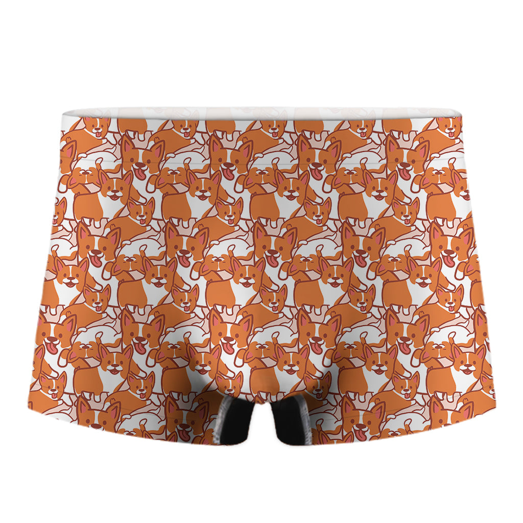 Cute Corgi Pattern Print Men's Boxer Briefs