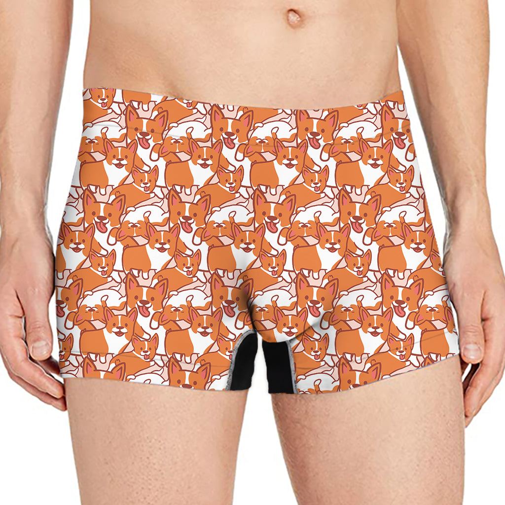 Cute Corgi Pattern Print Men's Boxer Briefs