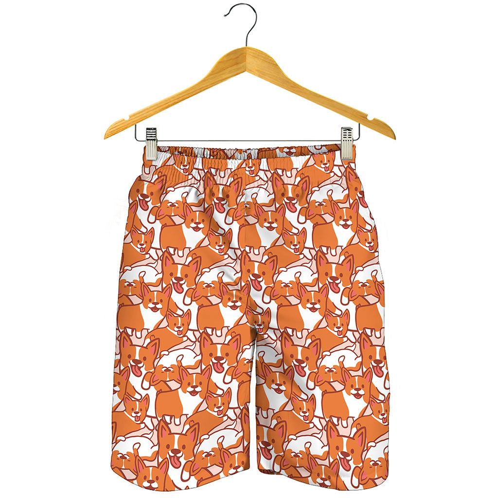 Cute Corgi Pattern Print Men's Shorts