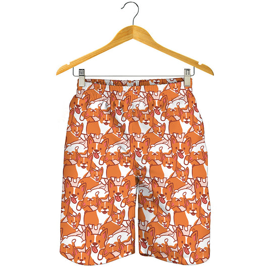 Cute Corgi Pattern Print Men's Shorts