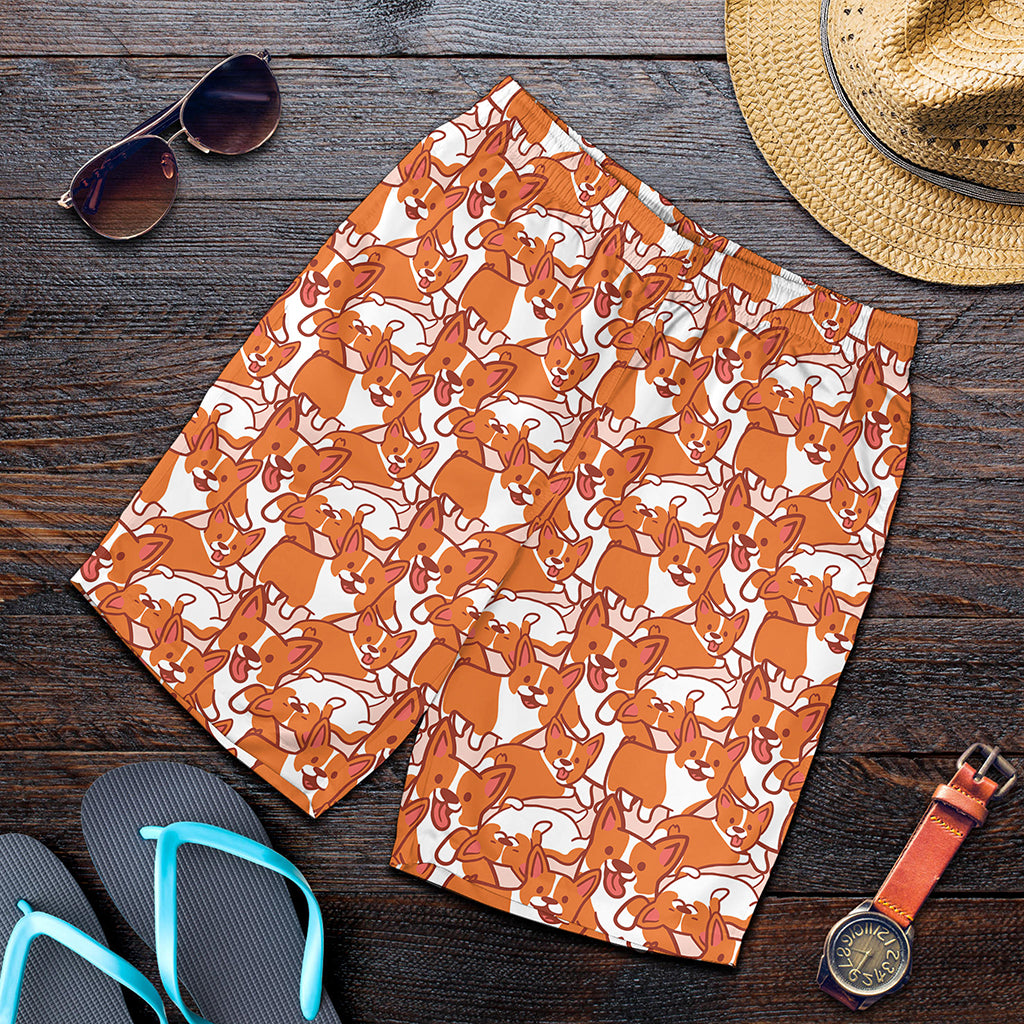 Cute Corgi Pattern Print Men's Shorts