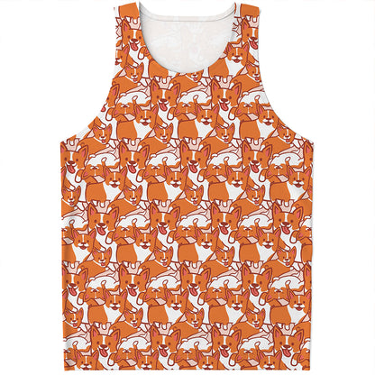 Cute Corgi Pattern Print Men's Tank Top