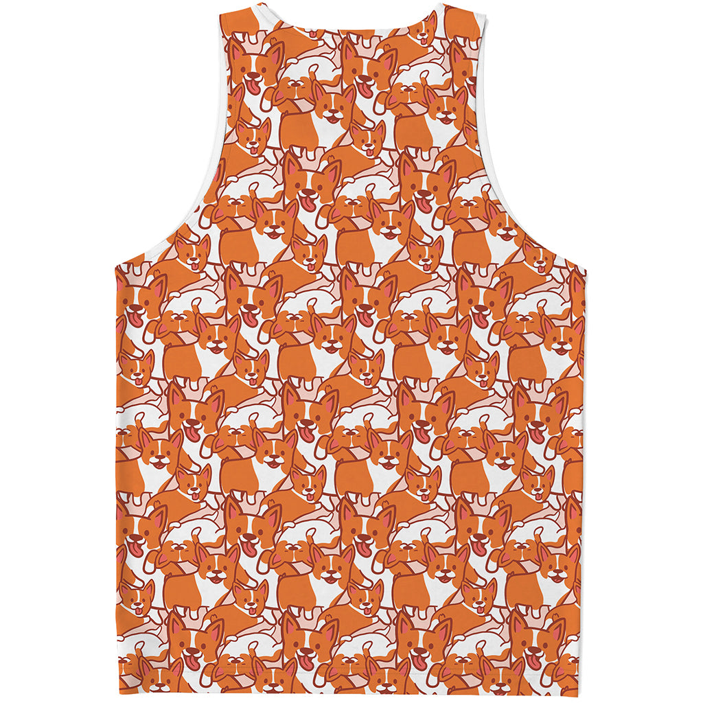 Cute Corgi Pattern Print Men's Tank Top