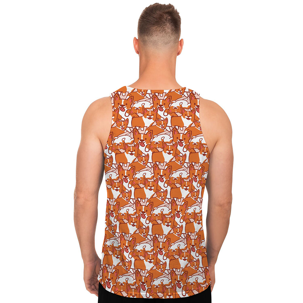 Cute Corgi Pattern Print Men's Tank Top