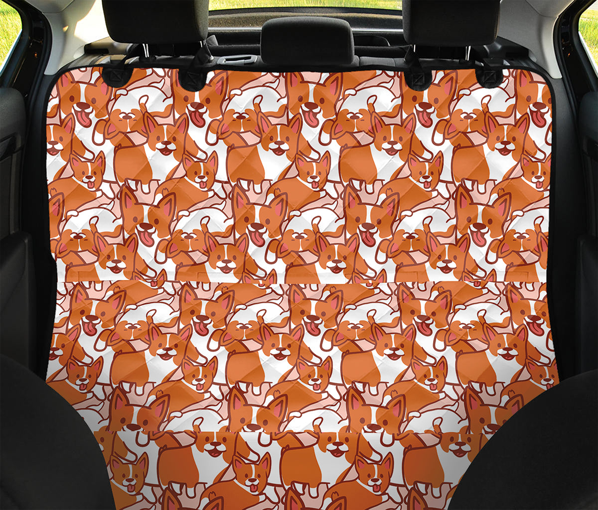 Cute Corgi Pattern Print Pet Car Back Seat Cover