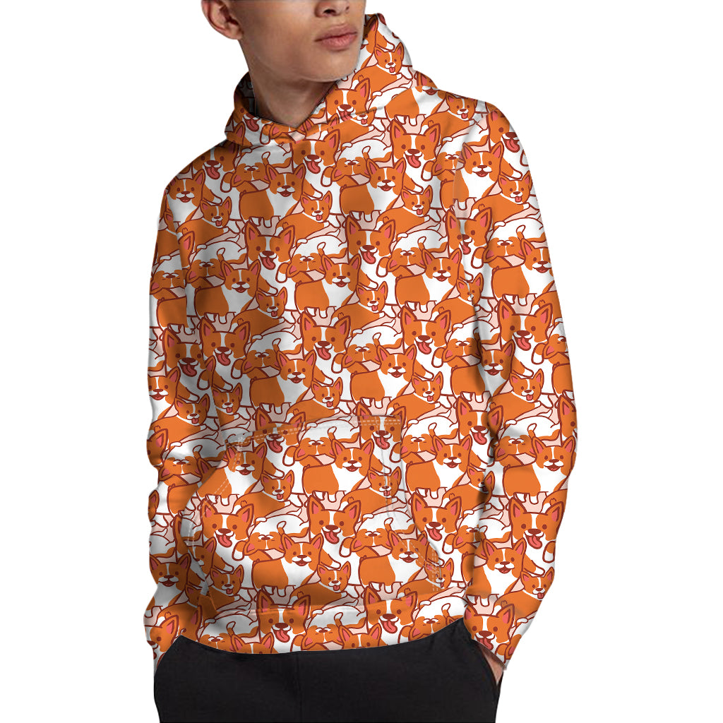 Cute Corgi Pattern Print Pullover Hoodie